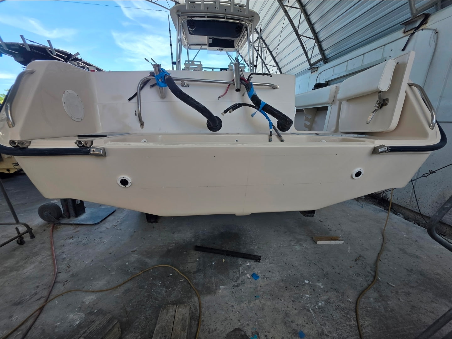 After: composite panel repaired and refinished